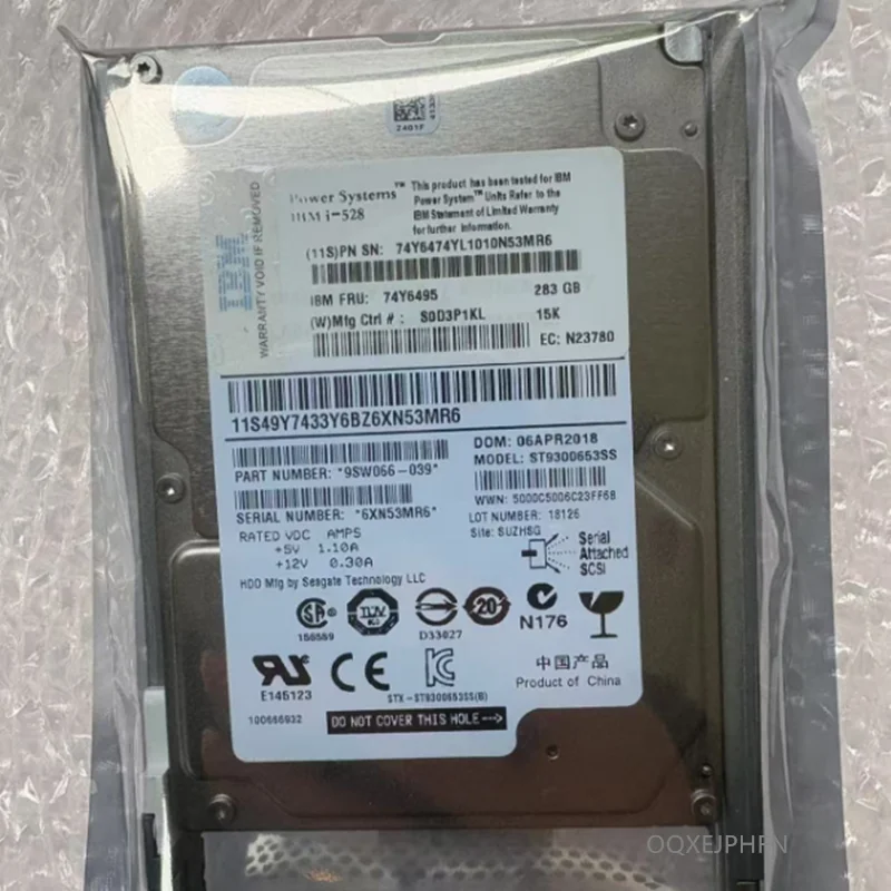 Almost New Original HDD For IBM 283GB 2.5" SAS 32MB 15000RPM For Internal HDD Server 74Y6495 74Y6474
