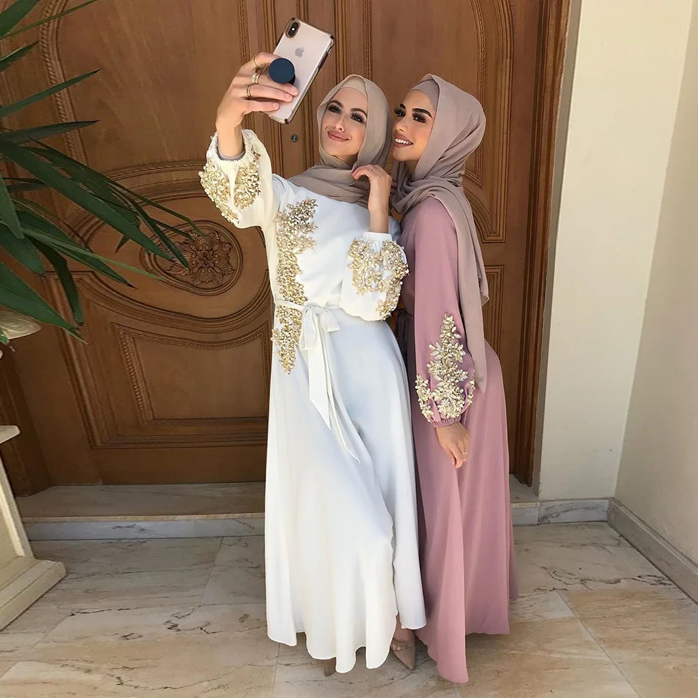 

Ramadan Abaya Dubai Turkey Muslim Fashion Women Dress Islam Caftan Marocain Dresses Arabic Eid Islamic Clothing Robe Musulman