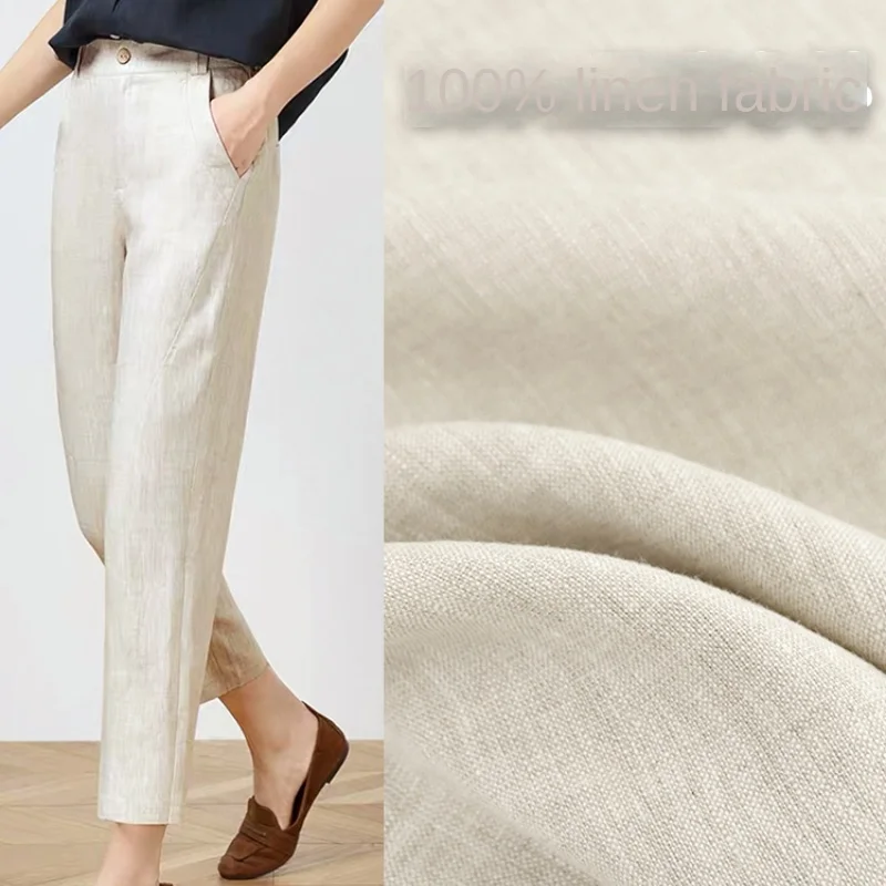 1m Summer Thin Pure Linen Clothing Fabric Breathable Moisture Absorption Natural Beauty Pants Shirt Material