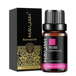 Aromatherapy Essential Oil Blend Collection - Chamomile, Eucalyptus, Jasmine, Rosemary, Lemongrass, Ginger, Myrrh, Thyme - 10ml (Rose)