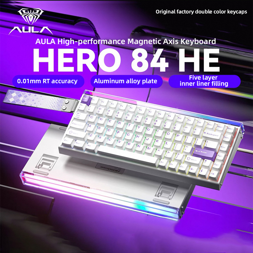 AULA HERO84 8K Magnetic Keyboard 0.01mm Rapid Trigger Full Keys Hot-swap RGB Backlit For Gaming E-sports