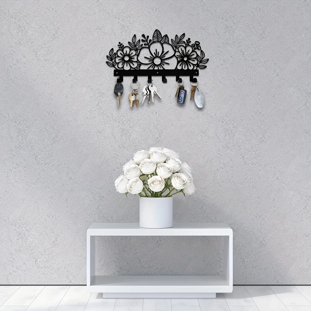 Beautiful Floral Key Holder - Wall Mounted Coat Rack - Wall Decor, Entryway, Bedroom decor Wall-Mounted, Hooks, Key Holder 6
