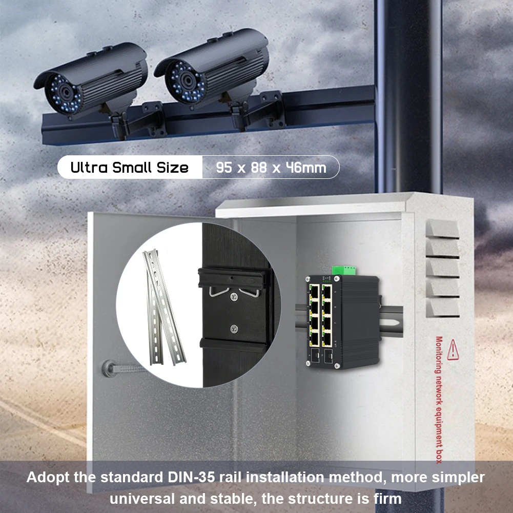 Mini Industrial Ethernet Switch com Portas Ethernet Switch com Sfp Rj45 10 Mbps 100 Mbps 1000mbps Din Rail Desbloqueado Interruptor de Rede - Imagem 5