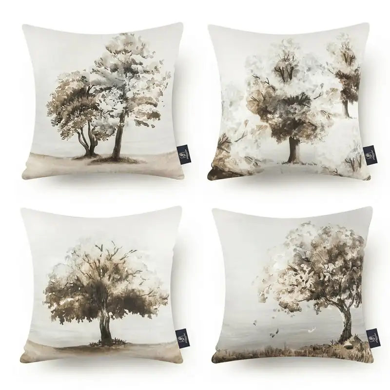 

Series Decorative Throw Pillows, Winter Coffee Tree, 18" x 18", set of 4