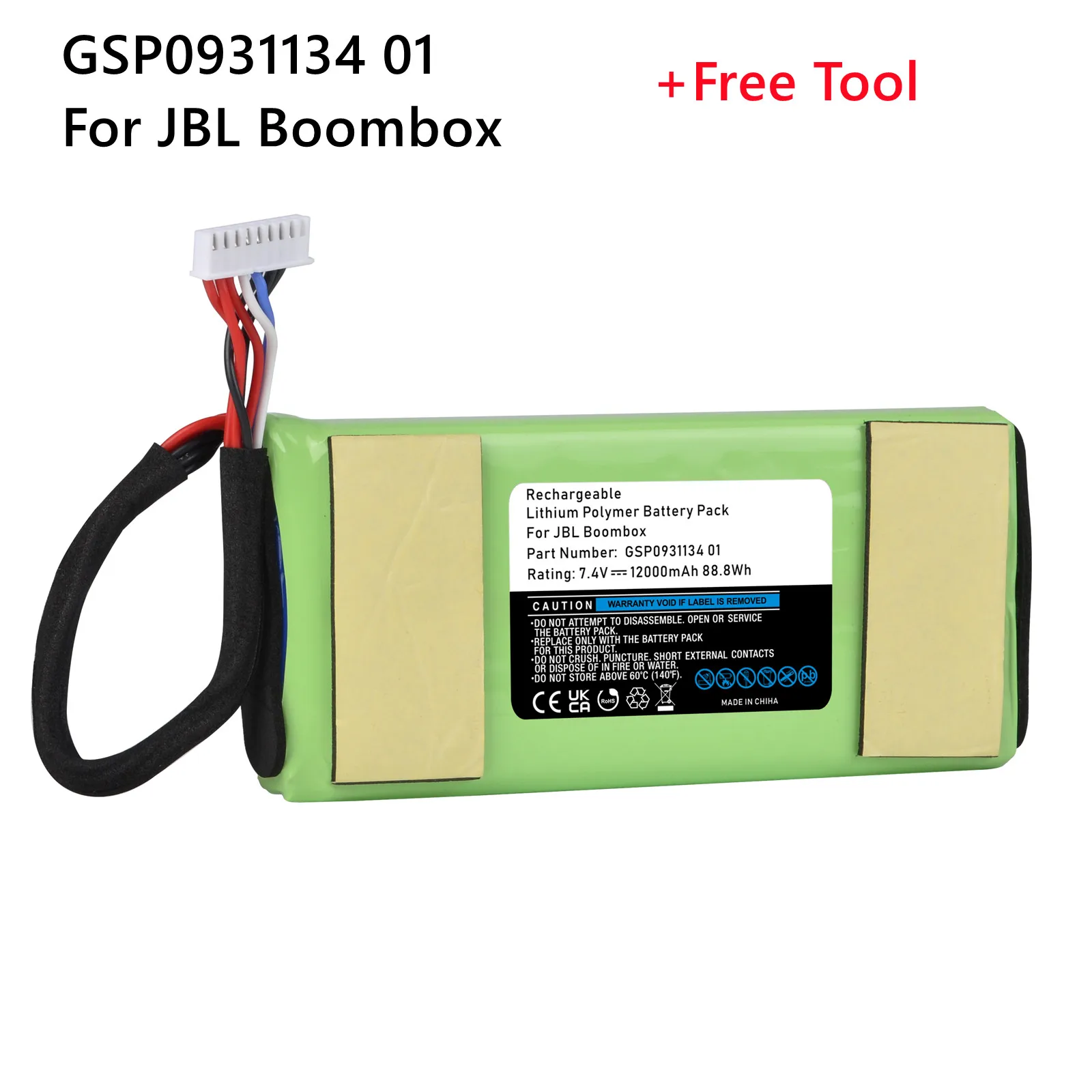 

Перезаряжаемая литий-ионная батарея 7,4 В 12000 мАч GSP0931134 01 для JBL Boombox, JEM3316, JEM3317,JEM3318