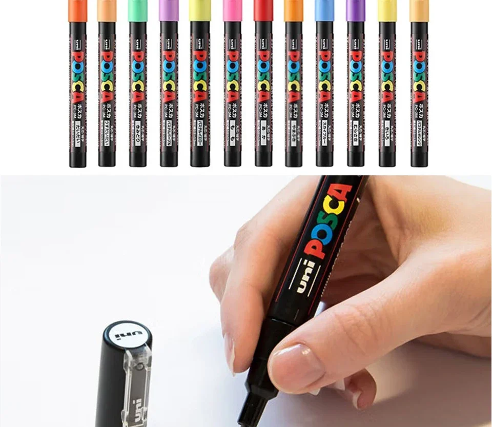 16pcs UNI POSCA Markers Set - Waterproof Acrylic Graffiti Art Supplies