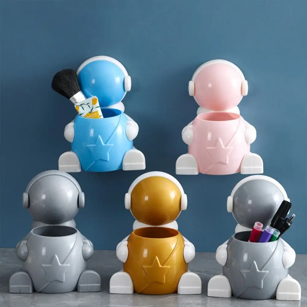 

Astronaut Pen Holder Round Pen Holder Storage Pencil Holder Spaceman Figurine Statues Ornament Makeup Brush Holder Desk Decor