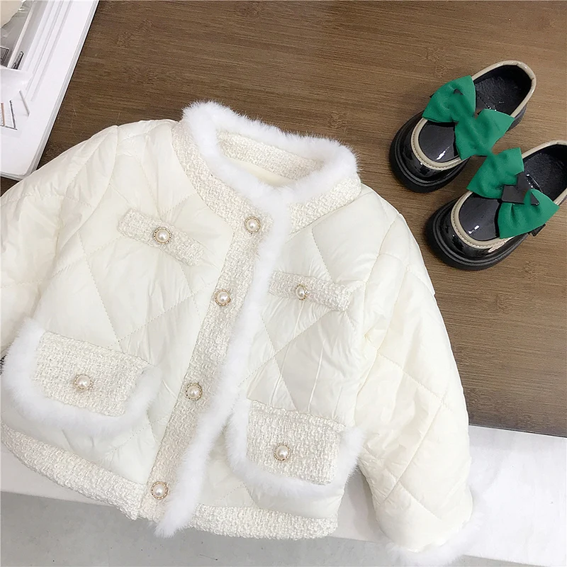 الخريف الشتاء الفتيات معطف المخملية موضة الدافئة سميكة أفخم الربط القطن وسادة مبطنة الكورية الأطفال قطنية عالية الجودة