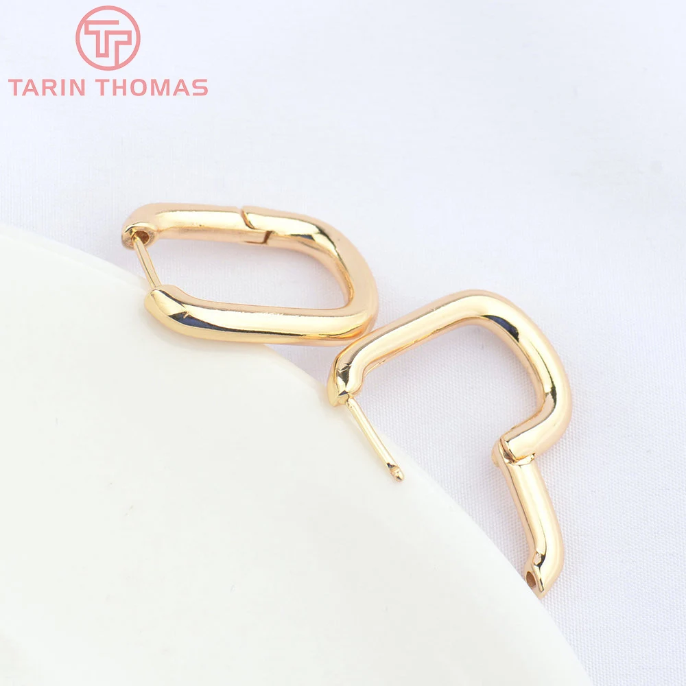

(4768)4PCS 17x23.5MM 24K Gold Color Brass Earring Hoop Earring Clasp High Quality DIY Jewelry Making Accessories Wholesale