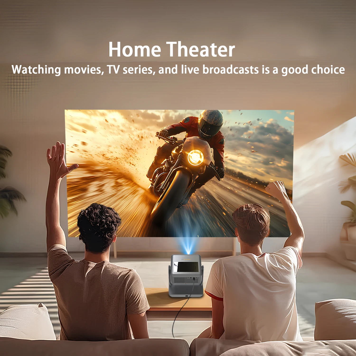 안드로이드 12 7인치 1080P 4K 프로젝터 자동 초점 180 ° 회전형 WiFi BT5.0 HDMI USB