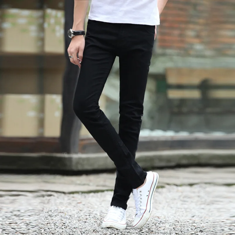 Korean Slim Skinny Jeans Spring Autumn Men\'s Handsome Casual Long Trousers Thin Students Youth Teenagers Men\'s Pencil Pants