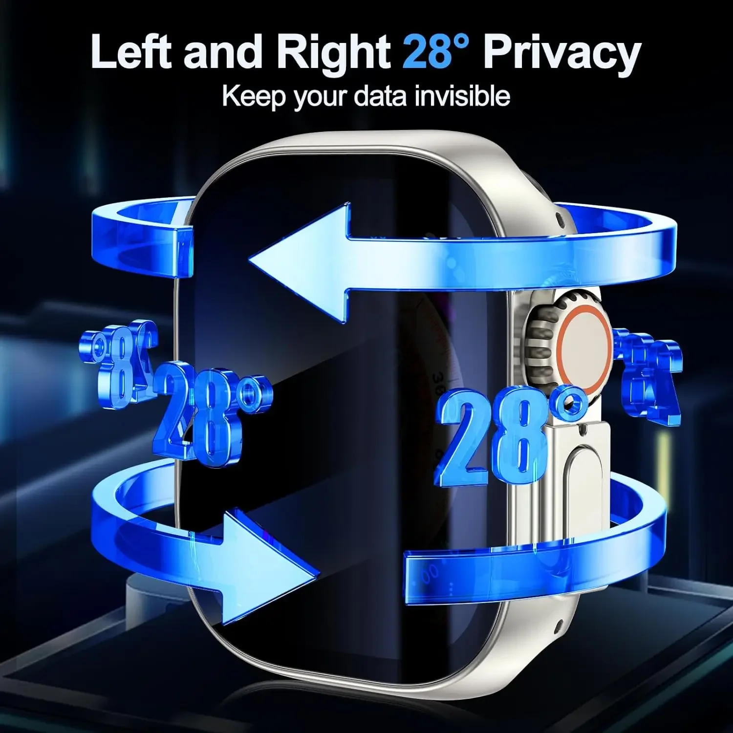 Premium Privacy Tempered Glass Case for Apple Watch - Anti-Spy Screen Protector Cover Accessories