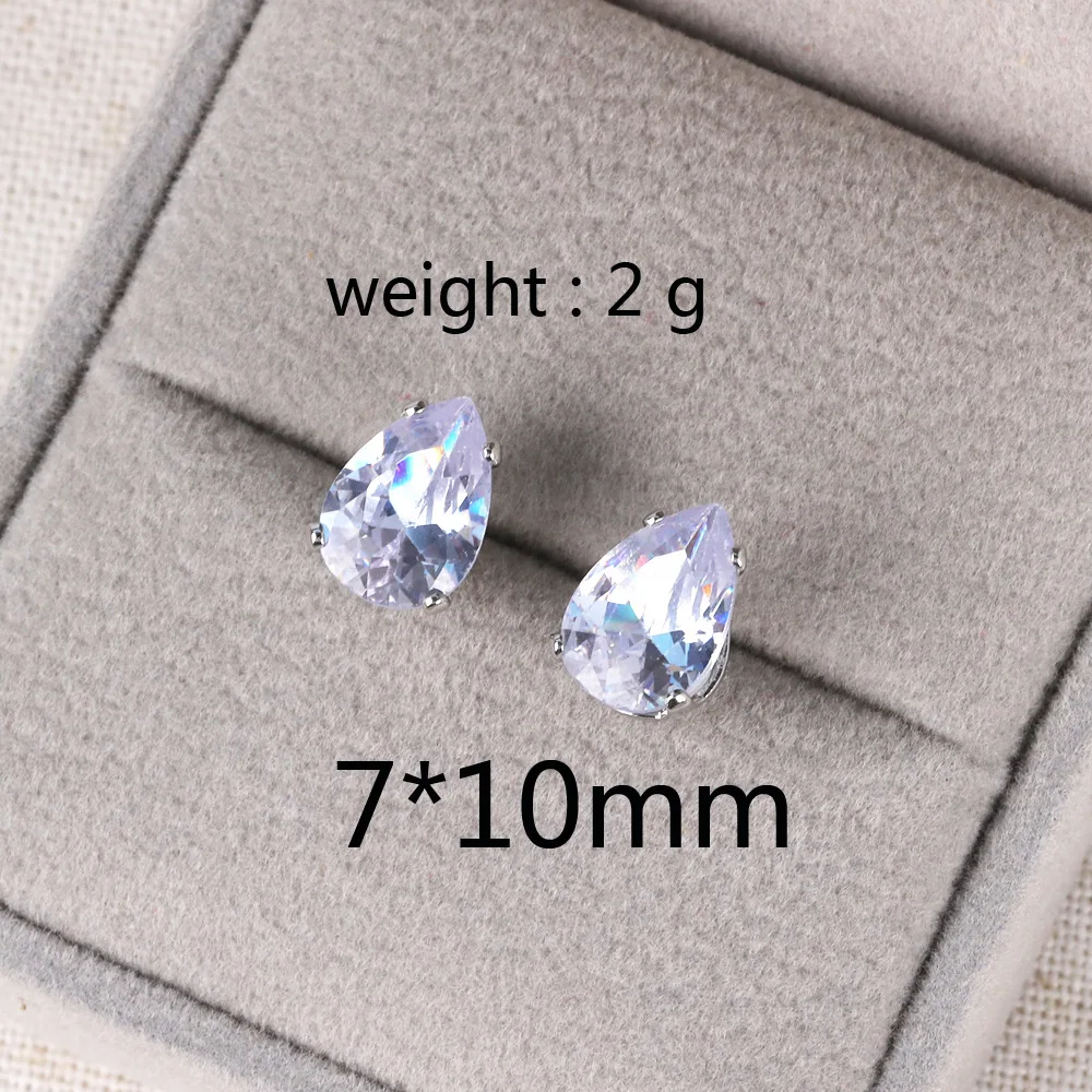 Zarte wassertropfenförmige Ohrstecker, luxuriöse silberne Farbe, Kristall-CZ-Ohrringe für Damen, modischer, vielseitiger Schmuck – Detail 5