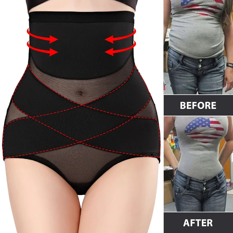 

Women Sexy Cross Body Shaper High Waist Panties Plus Size Tummy Control Shaperwear Female Butt Lifter Briefs Slimming Underwear
