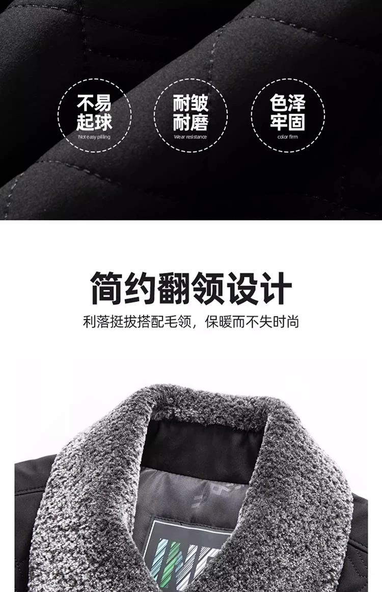 Pelzkragen Baumwolle gefütterte Jacken Herren 2025, Herbst Winter, Business-Casual, dicke Mäntel, Streetwear, winddicht, warm, Parkas, Kleidung – Detail 2