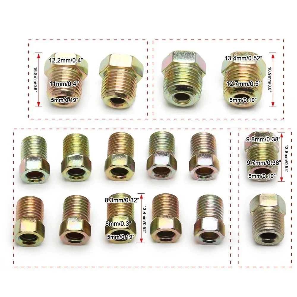 Brake Pipe Hose 25FT 7.62m Car Roll Tube Coil of 3/16" OD Copper Nickel Brake Pipe Tube Tubing 16PCS Nuts Galvanized Copper Hose Line Piping