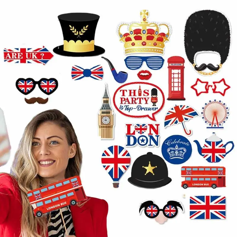 England Photo Booth Props UK Photo Booth Props 25 Pcs Props For
