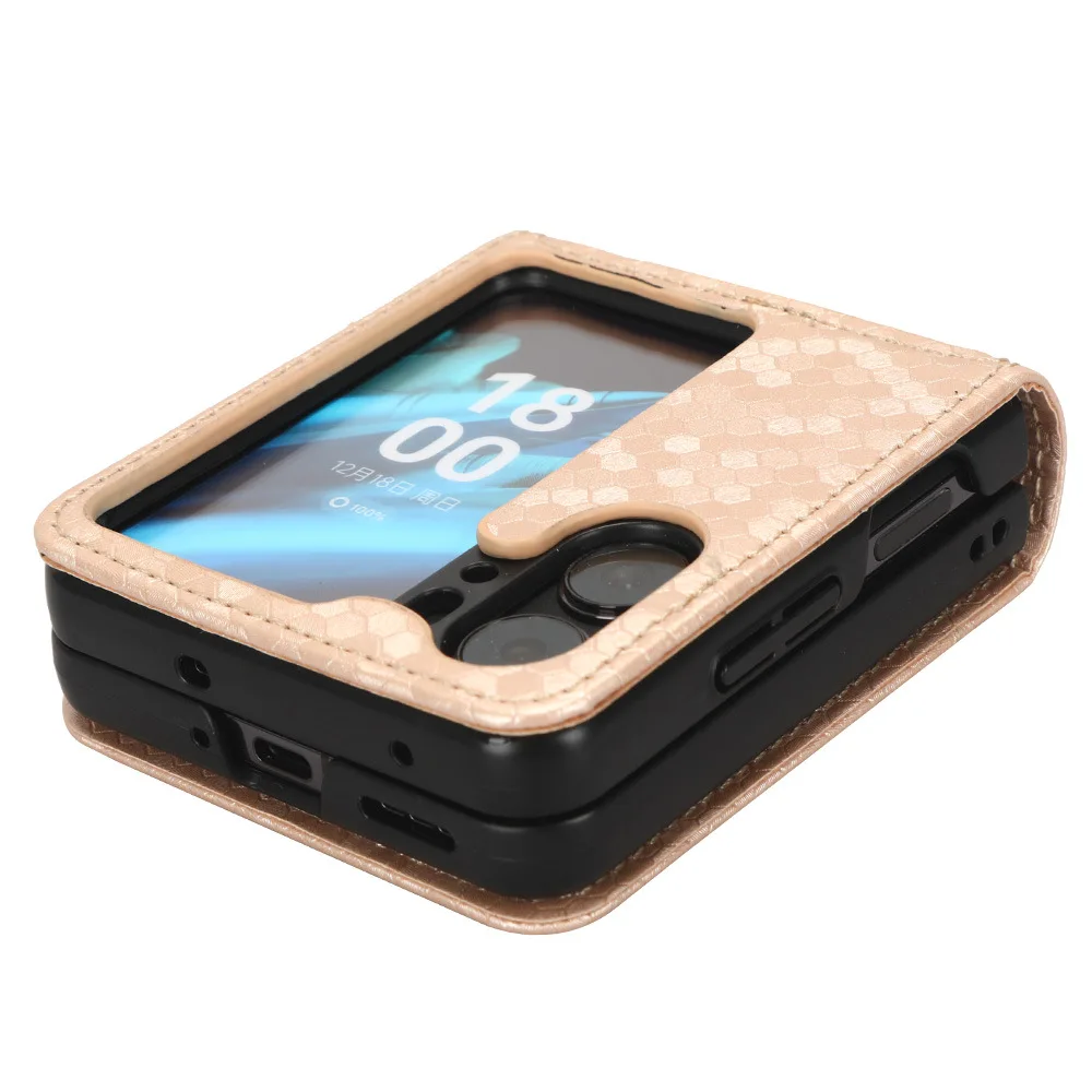 Geometric Leather Card Holder Wallet Non-Slip Shockproof Phone Case Cover