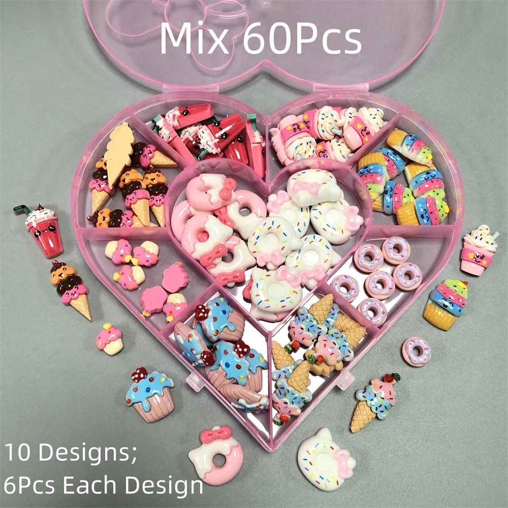 60Pcs/Box Y2k Bow Tie Flower Music Notation Skull Bear Beverage Cup Long NailArt Charms Decorations Junk Phone Case Accessories 4