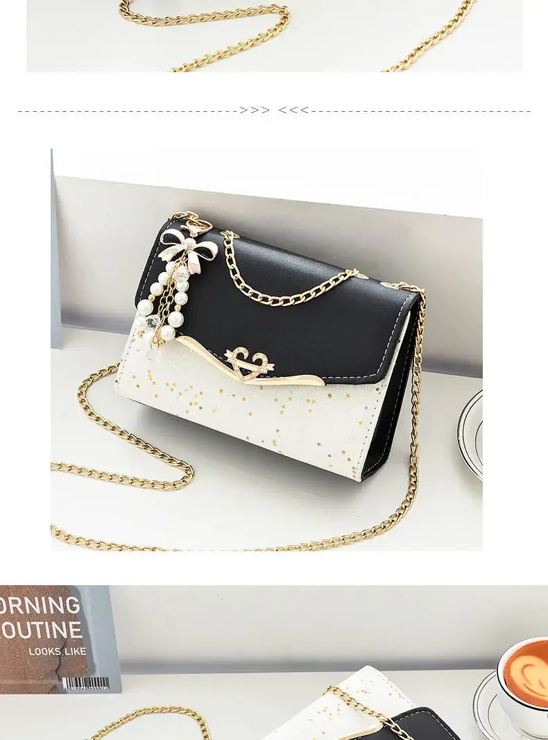 Fashionable Bright Leather Chain Crossbody Bag Women's Single Shoulder Small Square Bag Hot Sale of the Season New Style