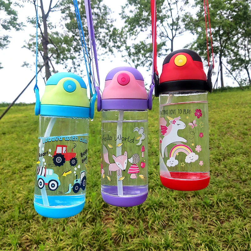 Kids Children Cartoon Animal School Drinking Water Straw Bottle Straw