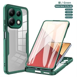 360° Full Shockproof Clear Phone Case - Ultimate Full Protection Cover for NOTE13 Pro 4G (Green)