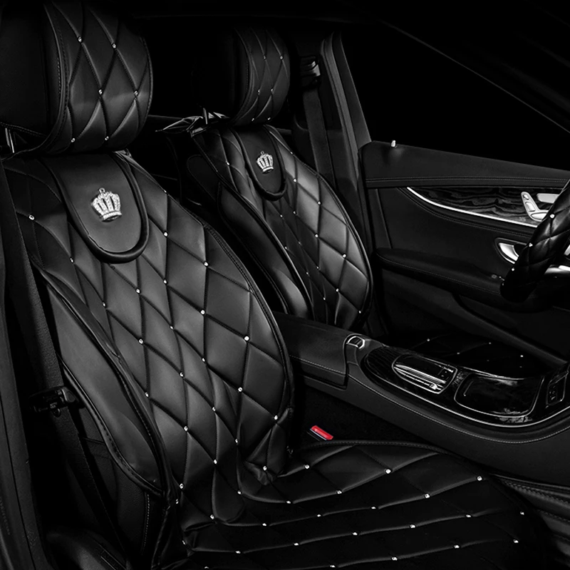 Soft Leather And Velvet Car Seat Cushion Crown Queen Seat Covers All