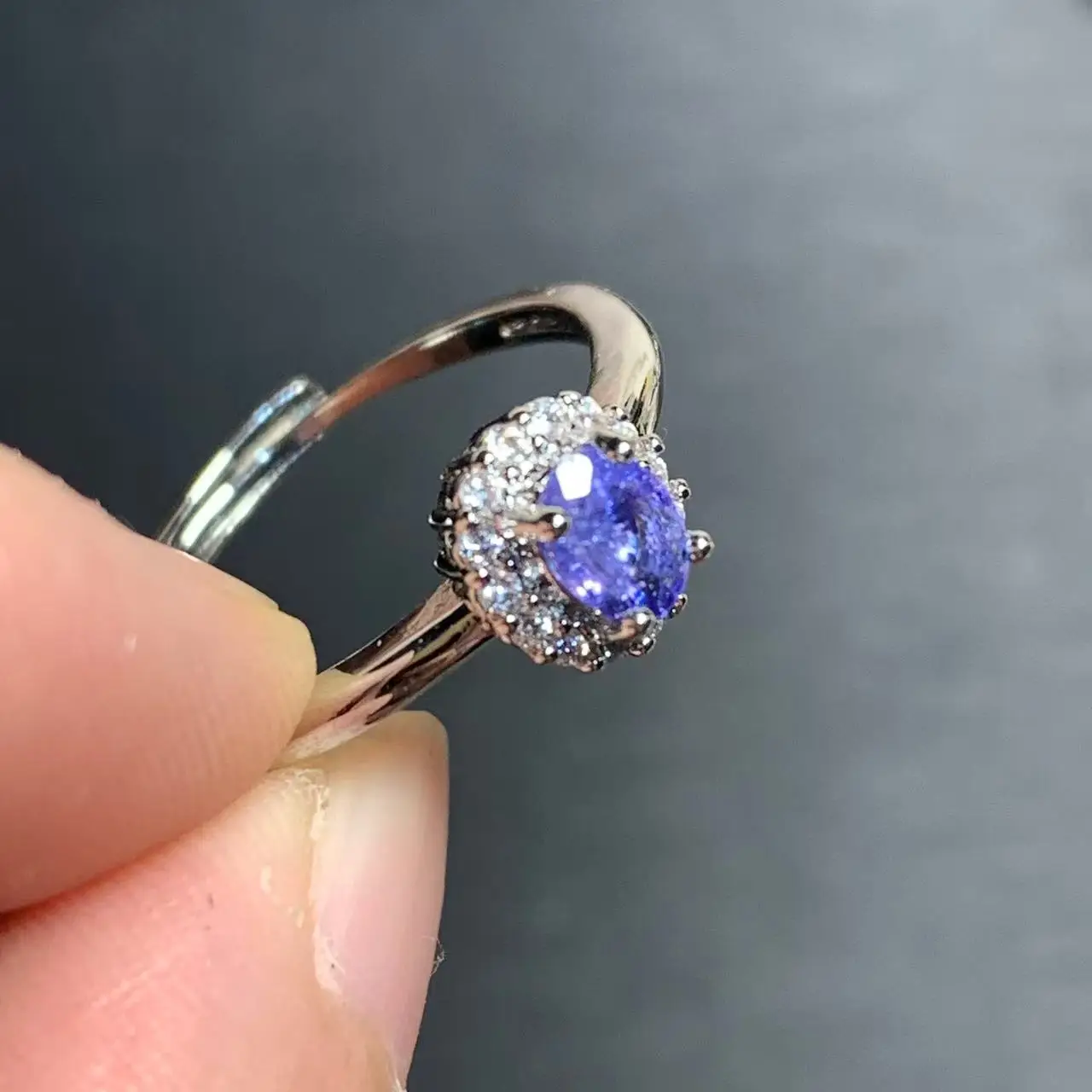 Authentic Natural Tanzanite Ring Adjustable Female Ring Jewelry for Women Gift Wholesale High Quality send randomly