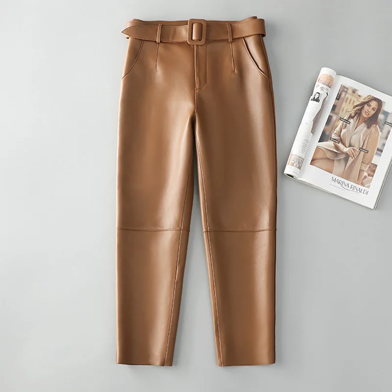 SpringNewArrivalsGenuineLeatherTrousersAnkleLengthLeatherPants