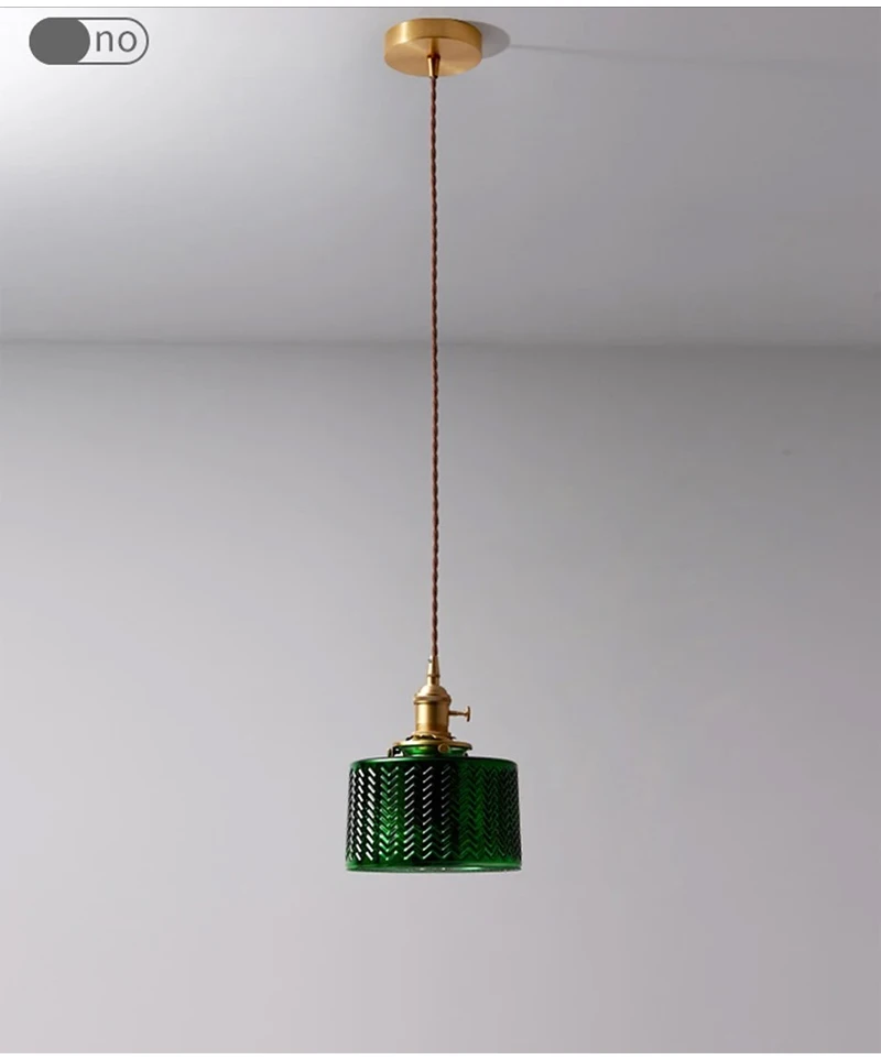 Copper Glass Suspension pendant Lamp for Dining Room Foyer Bedside Apartment Nordic Green Pendant Light LED Hanging Lamp Ceiling