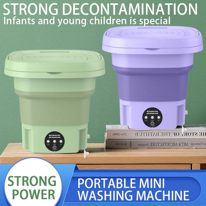 8L Small Folding Washing Machine Student Dormitory Underwear Socks Mini Cleaning Machine Portable Laundry Bucket Washing Machine 1