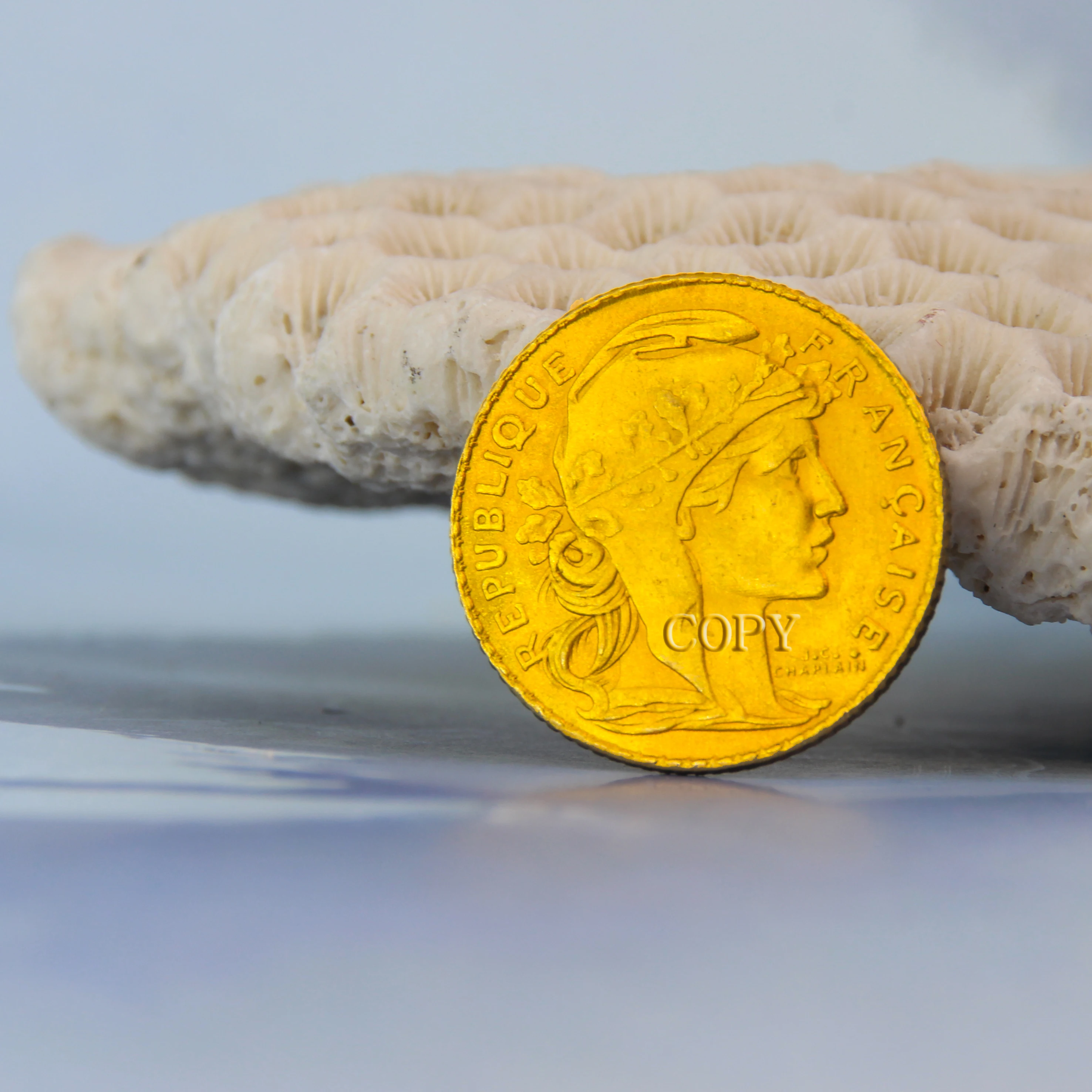 1909 French Marianne Commemorative Coin 20 Franc Rooster Golden Coin Handcrafted Art Collection