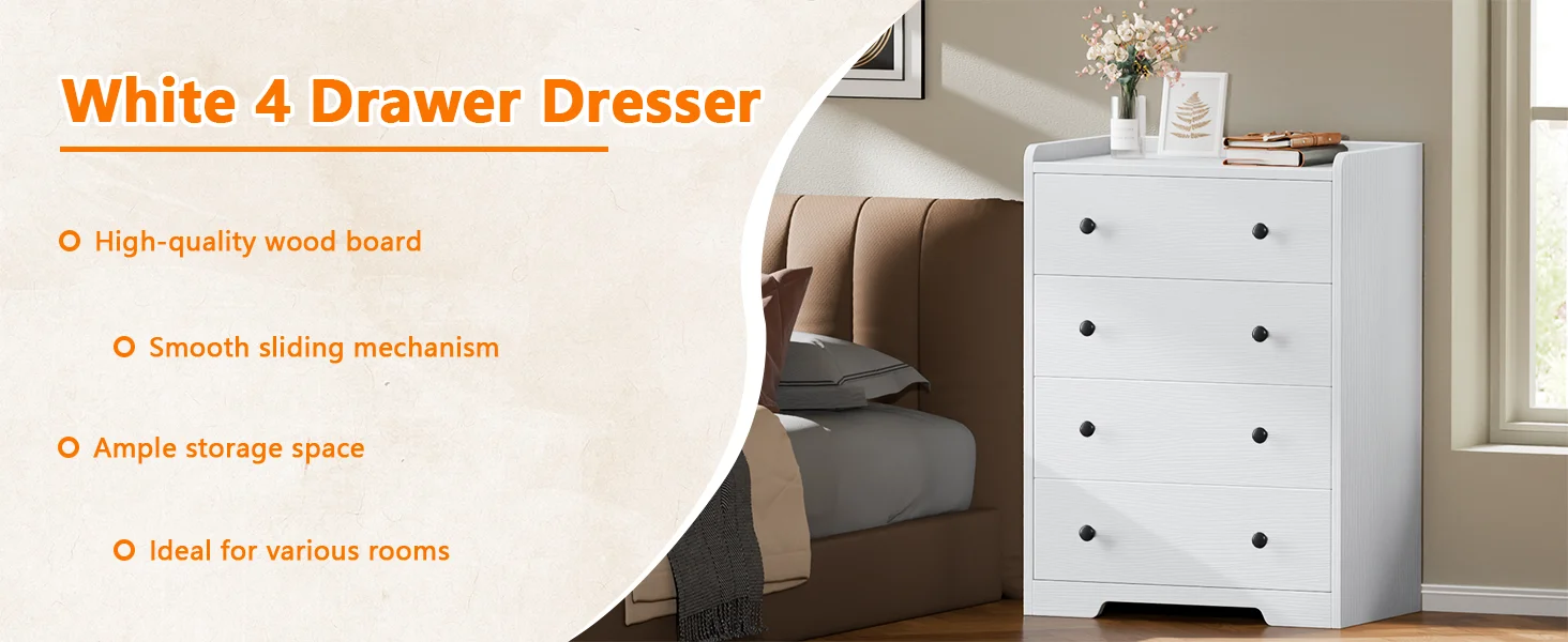 White chest of drawers detail
