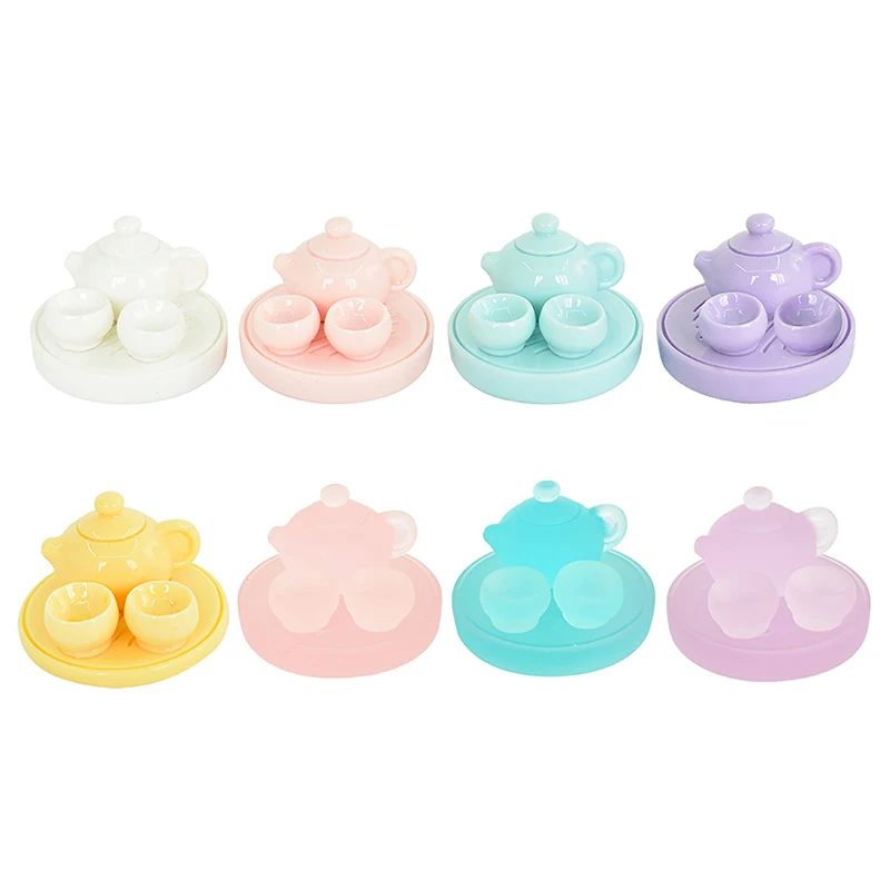 

1 Set 1:12 Dollhouse Mini Teapot Tea Cup Set Simulation Tableware Kitchen Toy Dollhouse Furniture Model Accessories Random Color