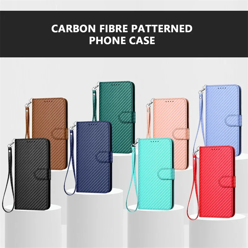 Premium Carbon Fiber Leather Magnetic Stand Wallet Case