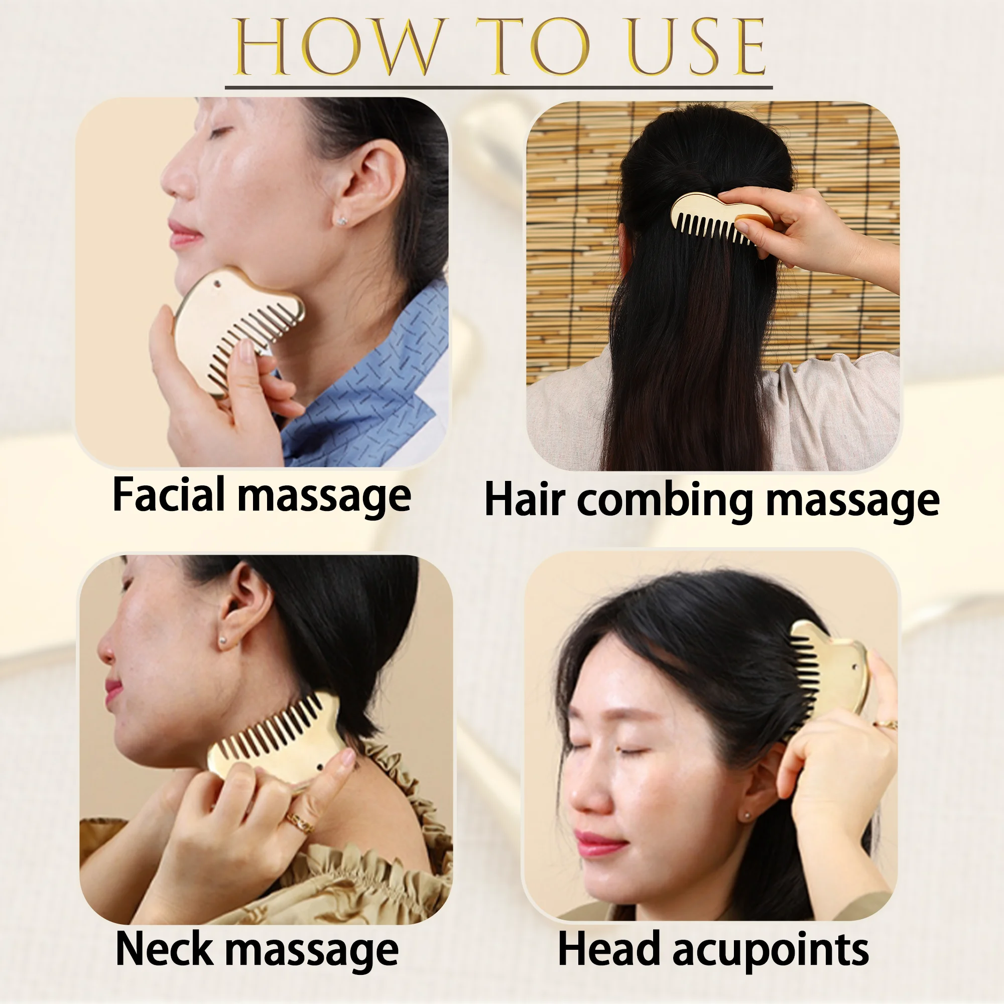 Gua sha comb massage comb scalp massage copper scraping massager Head meridians Spa tool Meridian Massager  Hair maintenance