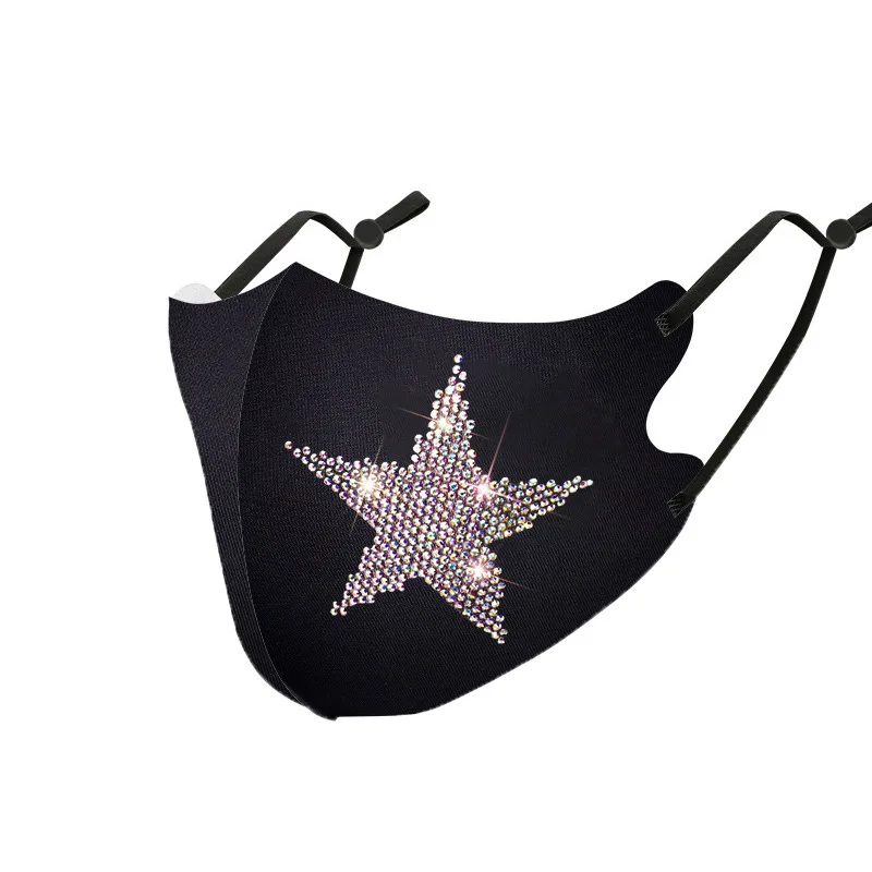 Sequined Mouth Masks For Women Ice Silk Face Cover Rhinestone Luxury Mouth-muffle Washable Reusable Fashion Mask For Women
