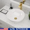 Modern Round White Ceramic Bathroom Vessel Sink 13 Inch Above Counter Installation 1