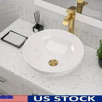 Modern Round White Ceramic Bathroom Vessel Sink 13 Inch Above Counter Installation 1