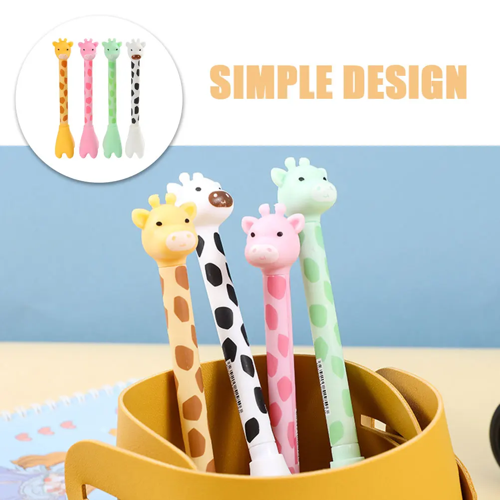 12 Pcs Decorate Giraffe Ballpoint Pen Student Cartoon Stationery Pp Multicolored Pens