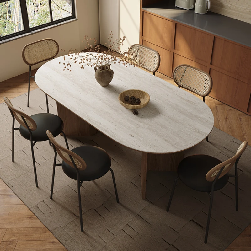 

Side Kitchen Dining Table Living Room Modern Minimalist Oval Dining Table Slate Nordic Mesas De Jantar Home Furniture ZT50DT