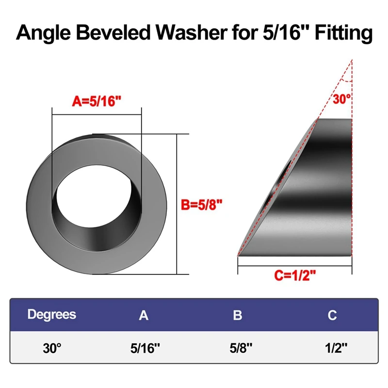 5/16Inch ID Black Angle Washers For Cable Railing Posts For 1/8Inch 3/16Inch Invisible Cable Railing Hardware 20 Pack