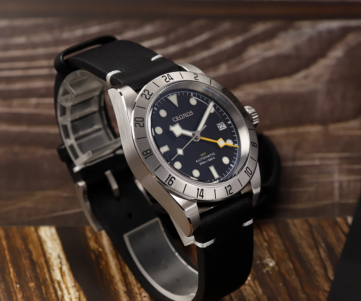 Cronos Vintage GMT 39mm NH34 Automatic Men Watch Mechanical