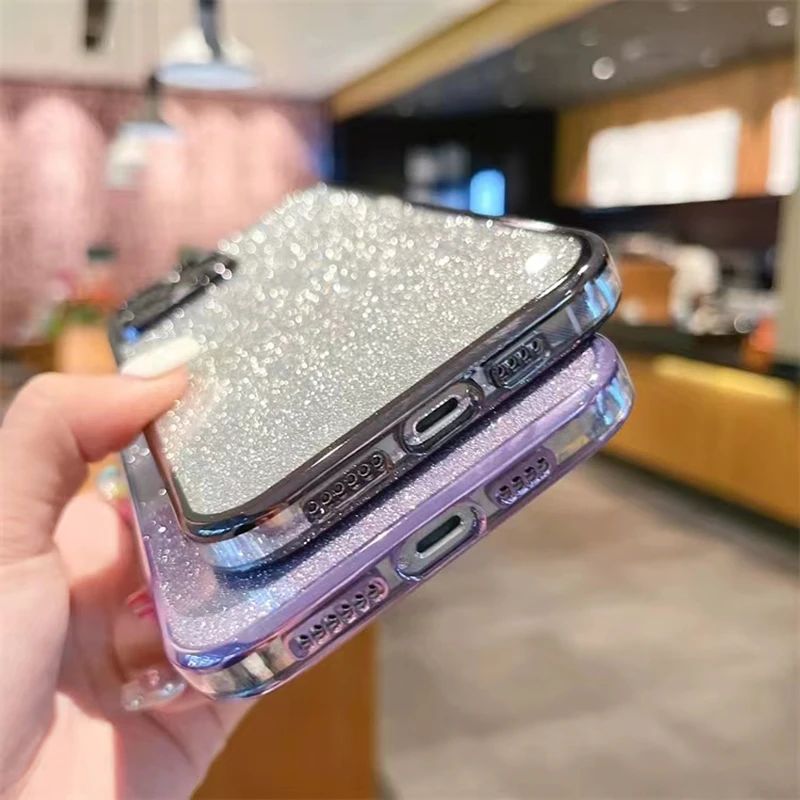 Luxury Electroplated Glitter Transparent Star Phone Case with Soft TPU Bumper