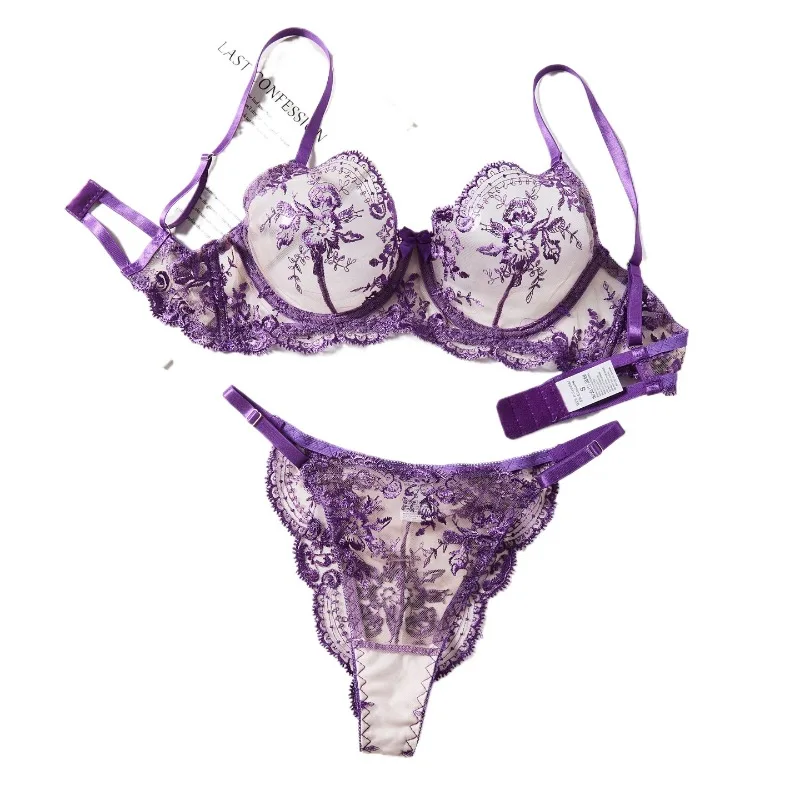 BANERDANNI Soutien-gorge transparent à broderie florale romantique avec armatures et bonnets légers – Lingerie féminine tendance et sexy