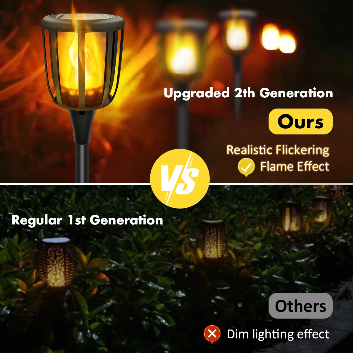 Upgraded Larger Solar Torch Lights Waterproof Outdoor Dancing Flames Lights Garden Lights Landscape Decoration Pathway Patio 5