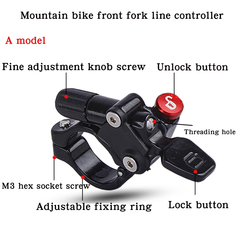 Front Fork Control Switch for MTB Bicycle, Remote Lockout Lever, Suspension Lock, Wire Controller, Bicycle Accessories, 22.2mm