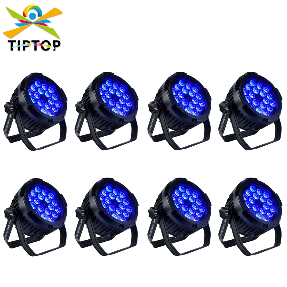 

TIPTOP 8XLOT 18x1 8W светодиодный Par Светильник DMX 6/10 Channel RGBWAP цветной Американский DJ Flat Par 6 цветных цветов Цветовая стирка Can алюминиевый корпус