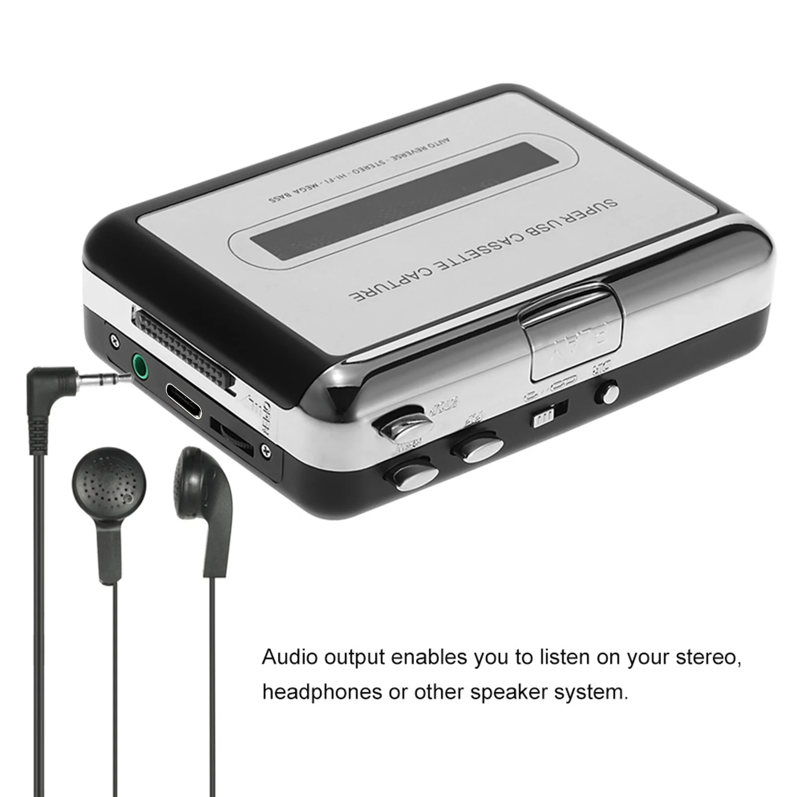 NEW USB Cassette Converter Cassette Tape to MP3 Converter HiFi Sound Quality Portable Music Player with Earphone