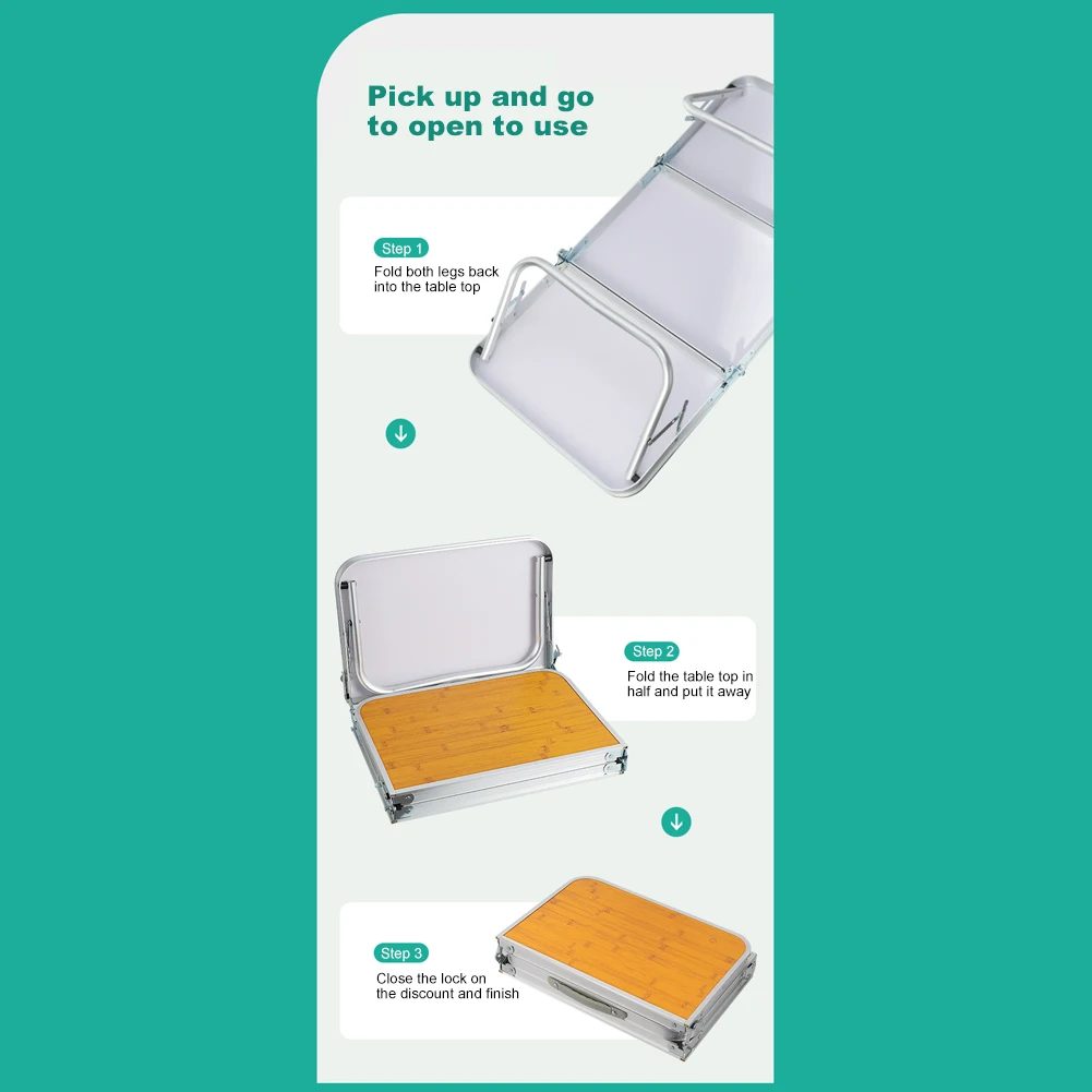 Folding Camping Table 3 Fold with Aluminum Legs Portable Picnic Table Lightweight Camp Tables for Home Picnic BBQ Garden Cooking